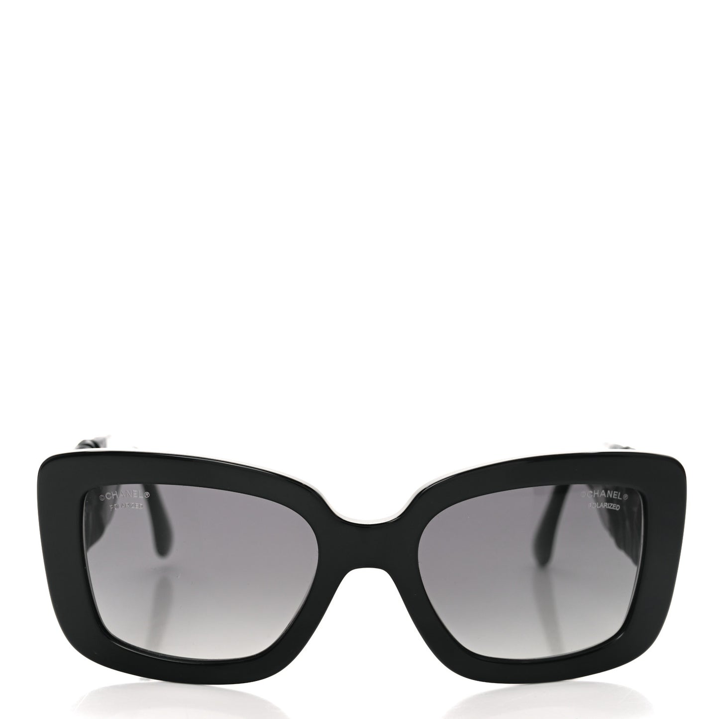 Acetate Calfskin Polarized Square Sunglasses 5473-Q Black