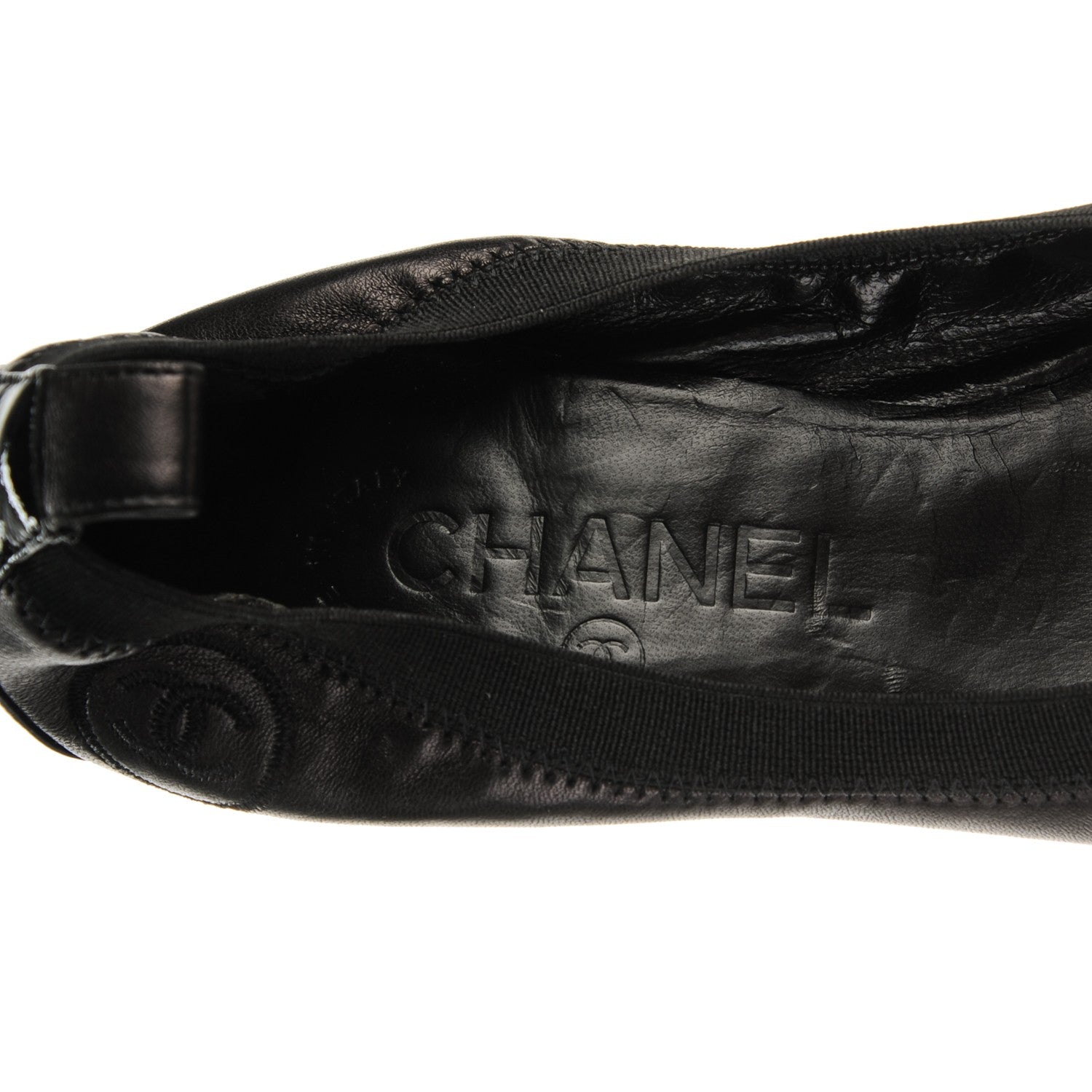 Chanel Lambskin Patent Elastic Stretch CC Pumps 36 Black 7 of 7
