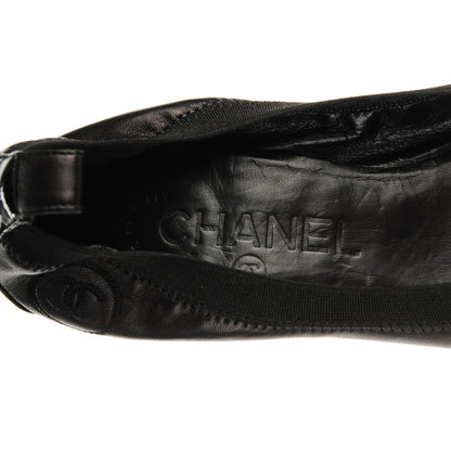 Chanel Lambskin Patent Elastic Stretch CC Pumps 36 Black 7 of 7