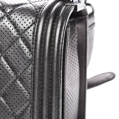 Chanel Metallic Lambskin Perforated New Medium Boy Flap Dark Silver 11 of 12