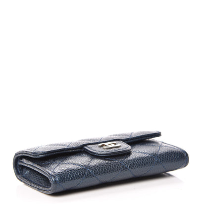 Chanel Metallic Caviar Quilted Flap Card Holder Dark Blue 4 of 8