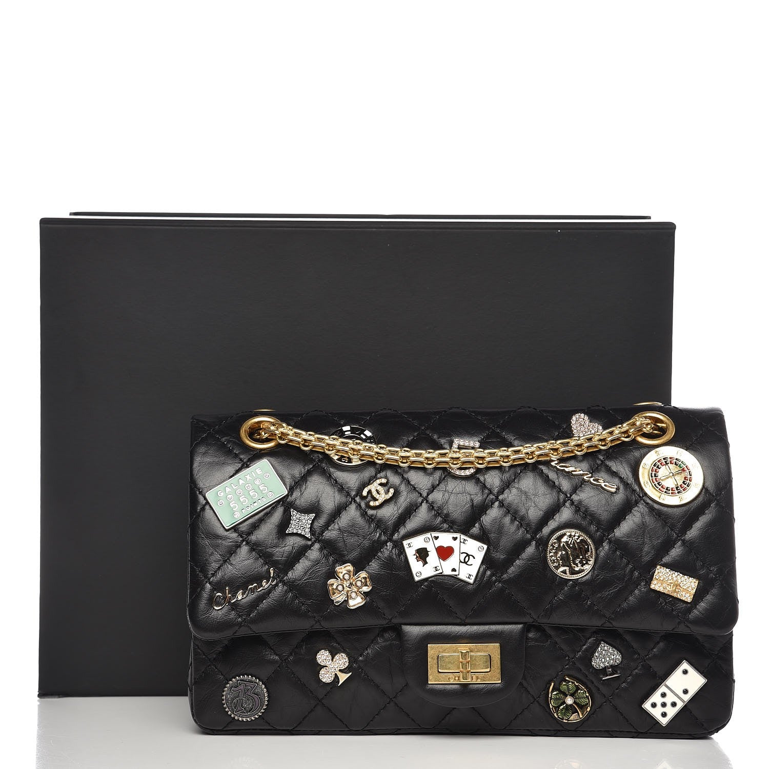Chanel Aged Calfskin Quilted Casino 2.55 Reissue 225 Flap Black 10 of 10