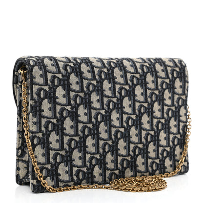 Christian Dior Oblique Saddle Chain Pouch Blue 3 of 10