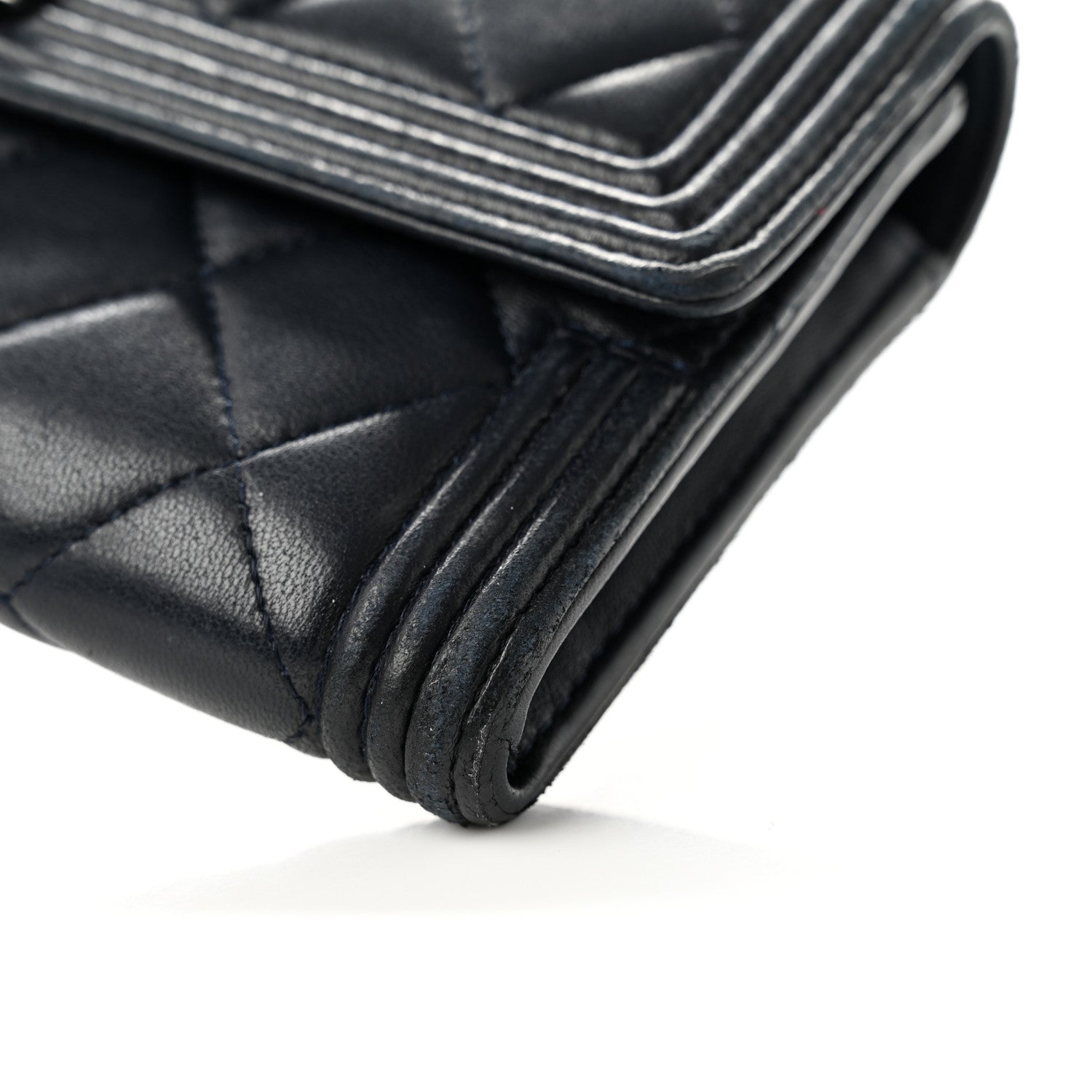 Chanel Lambskin Quilted Boy Large Gusset Flap Wallet Navy 12 of 12
