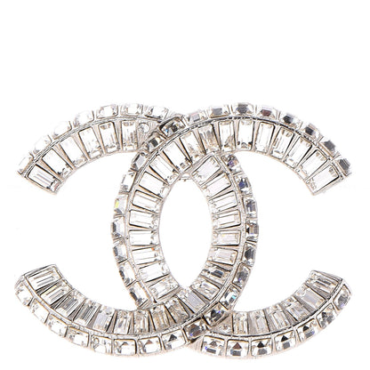 Chanel Baguette Crystal CC Brooch Silver 1 of 5