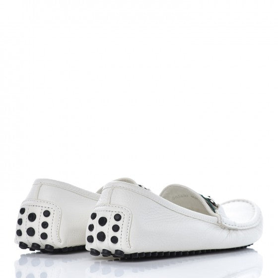 Gucci Road Calfskin Web Womens Horsebit Driver Loafers 40.5 Great White 4 of 11