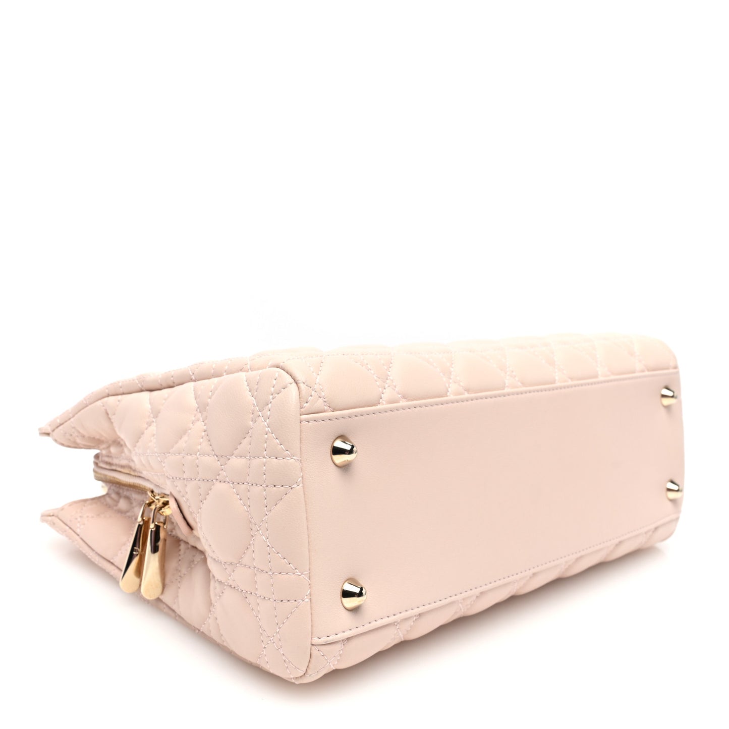 Lambskin Cannage Small Dior Soft Zipped Shopping Tote Light Pink