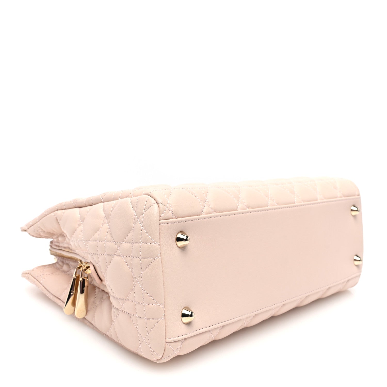 Christian Dior Lambskin Cannage Small Dior Soft Zipped Shopping Tote Light Pink 4 of 13