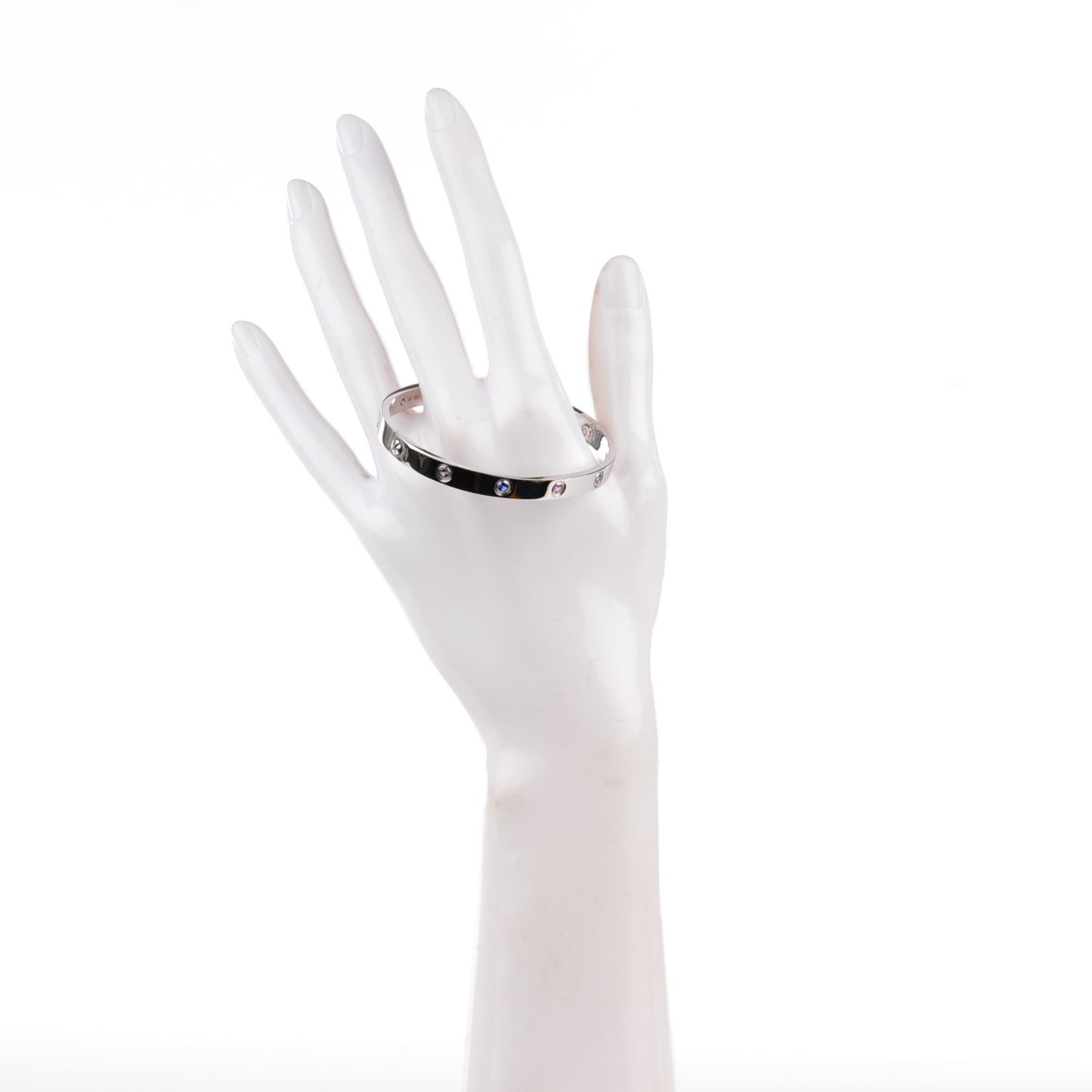 18K White Gold Aquamarine Sapphire Spinel Amethyst LOVE Bracelet 18