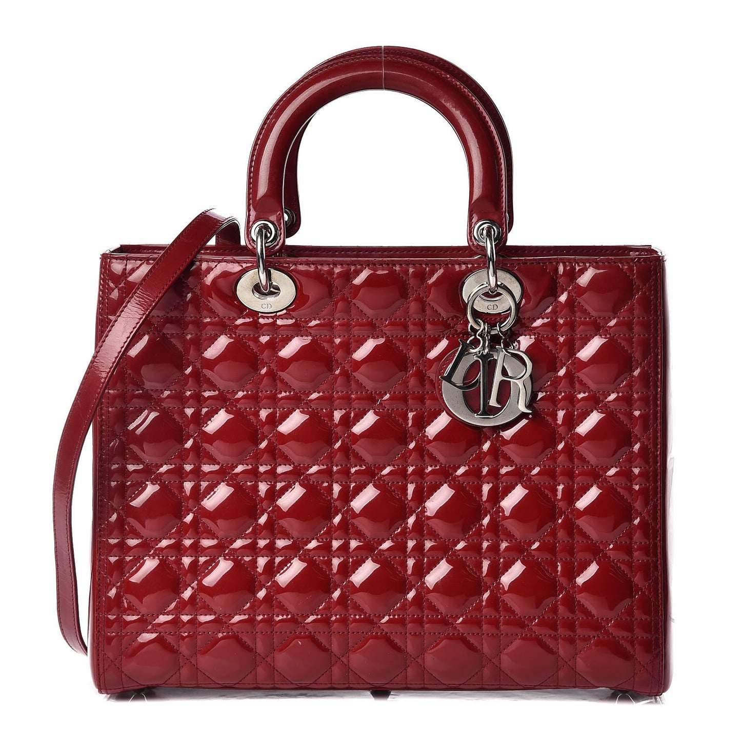 Patent Cannage Large Lady Dior Red