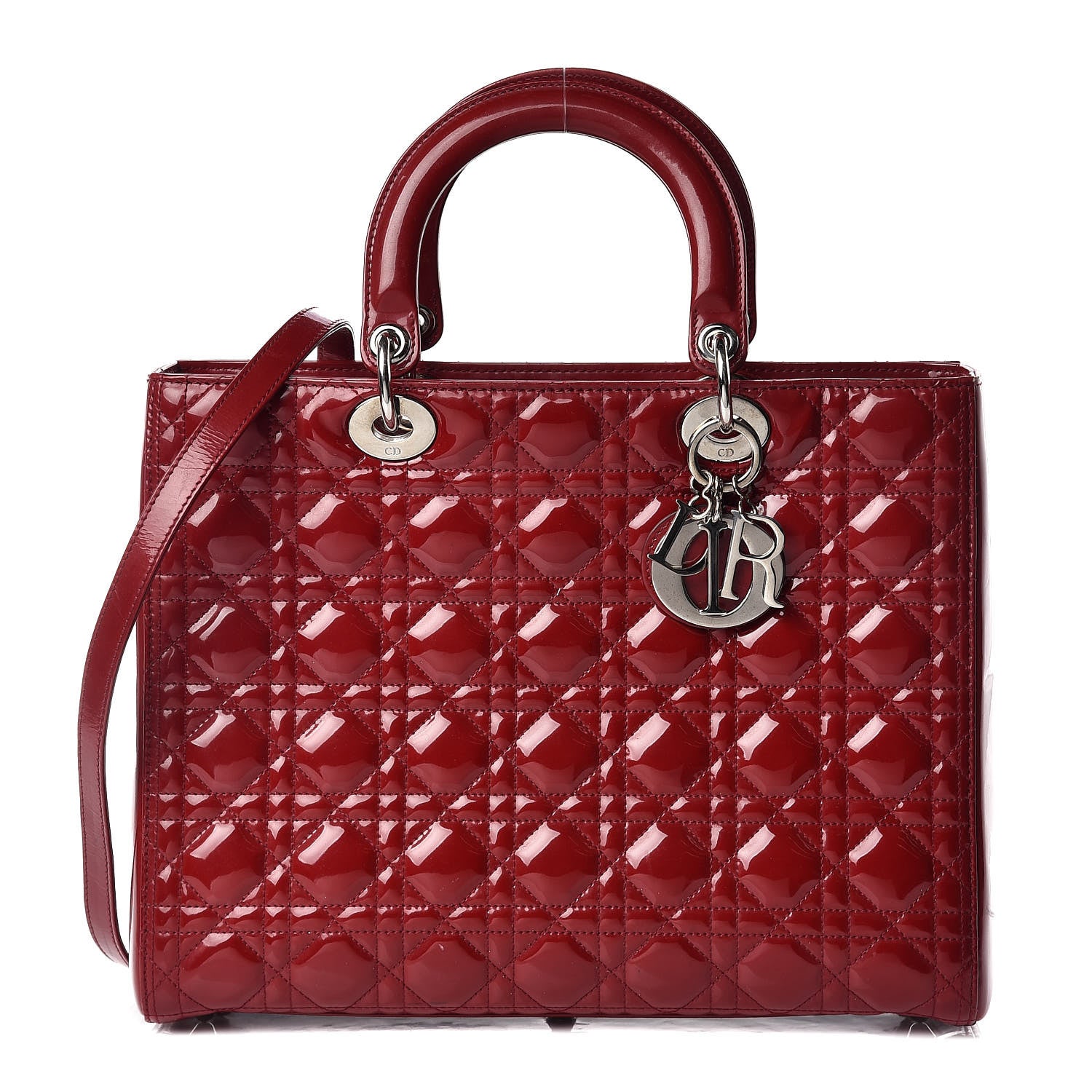 Christian Dior Patent Cannage Large Lady Dior Red 1 of 17