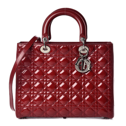 Christian Dior Patent Cannage Large Lady Dior Red 1 of 17
