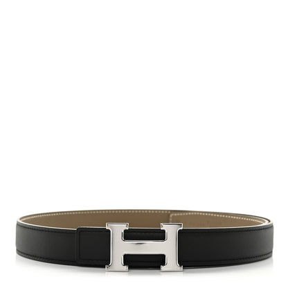 Hermes Swift Epsom 24mm Mini H Belt 75 30 Black Etoupe 1 of 6