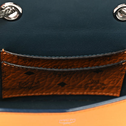 MCM Lambskin Diamond Disco Mini Flap Crossbody Bag Orange 12 of 18