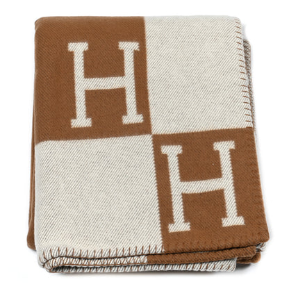 Hermes Wool Cashmere Avalon Blanket Ecru Camel 1 of 3