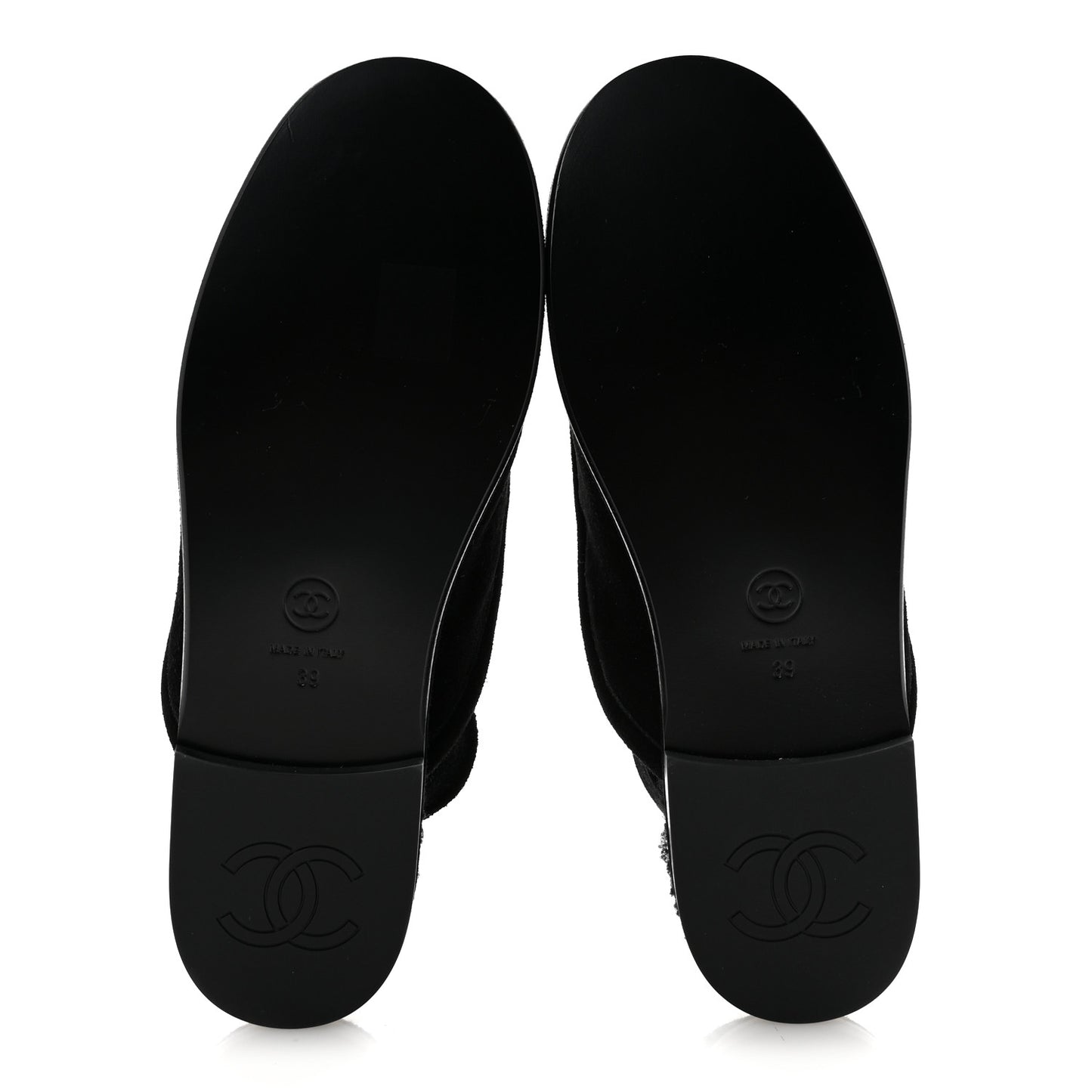 Suede Calfskin CC Slingback Loafers 39 Black
