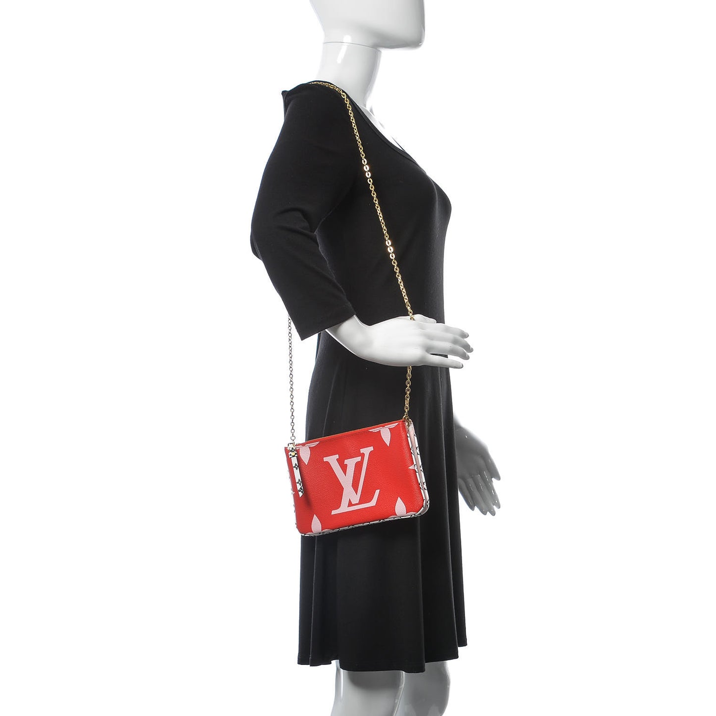 Monogram Giant Double Zip Pochette Rouge