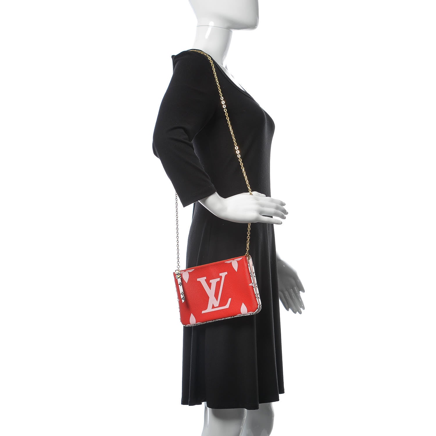 Louis Vuitton Monogram Giant Double Zip Pochette Rouge 2 of 8