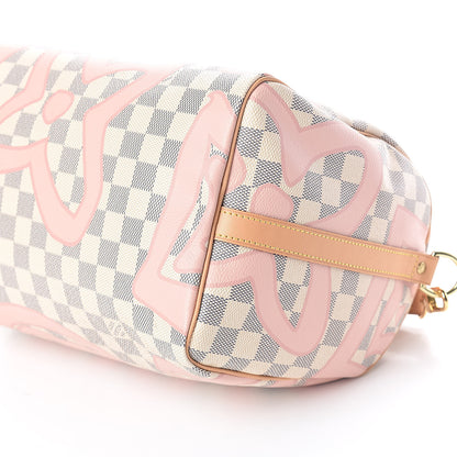 Louis Vuitton Damier Azur Tahitienne Speedy Bandouliere 30 Rose Ballerine 10 of 10