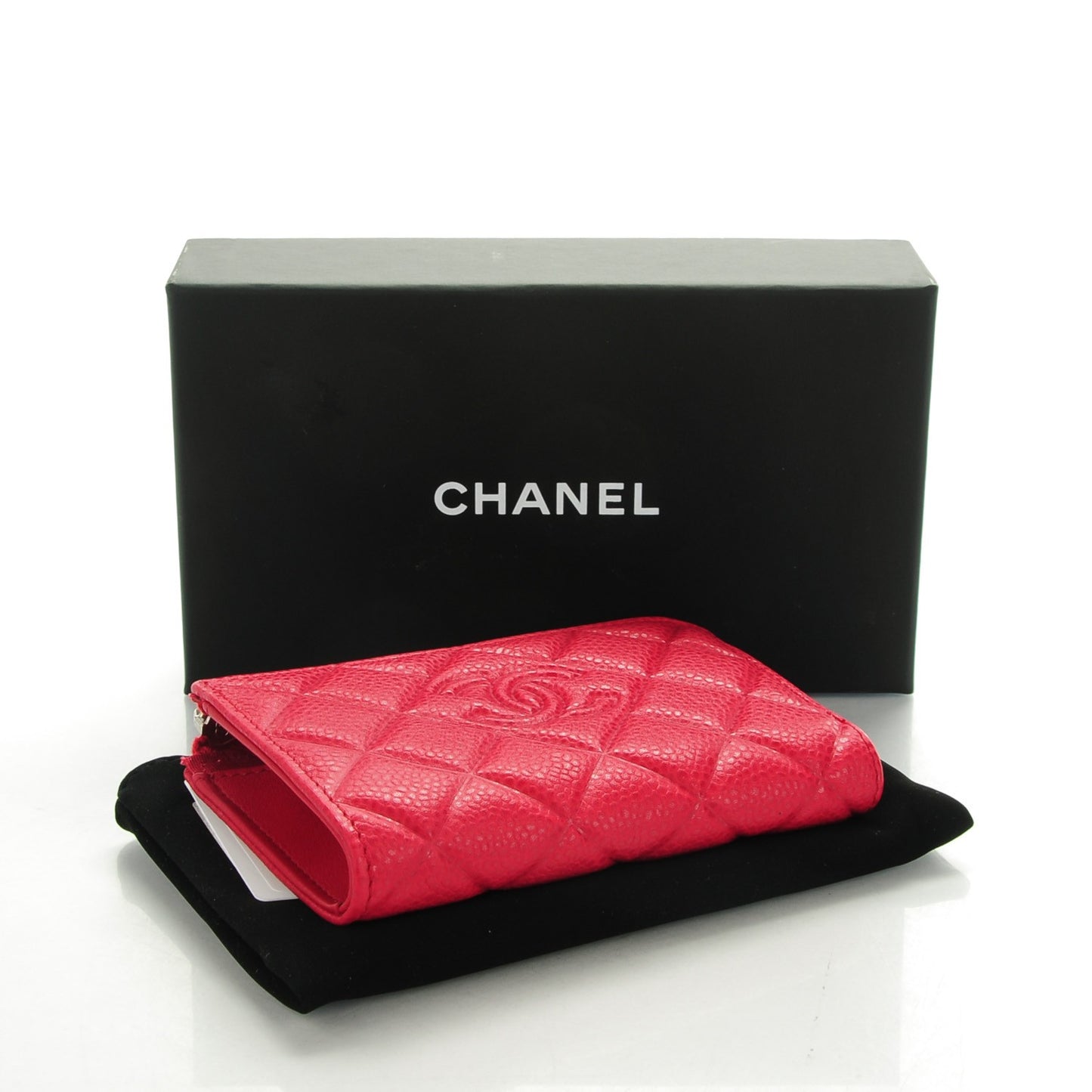 Caviar Quilted Diamond CC Key Holder Case Dark Pink
