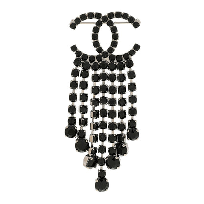 Chanel Crystal Fringe CC Brooch Black 1 of 4