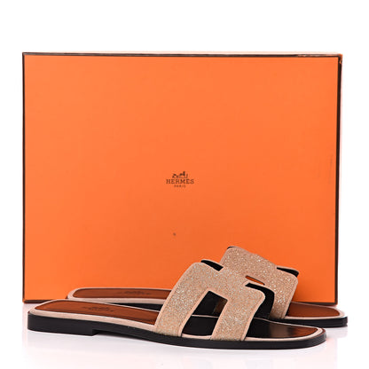 Hermes Suede Goatskin Crystal Powder Oran Sandals 38 Pale Gold Beige Pink 12 of 12