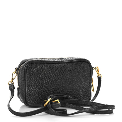 Prada Pebbled Calfskin Pochette Bag Black 2 of 7