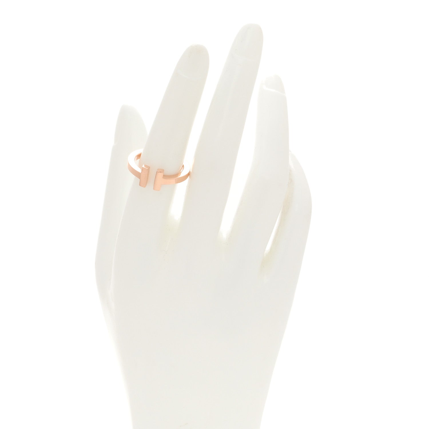 Tiffany 18K Rose Gold T Square Ring 54 7 2 of 6
