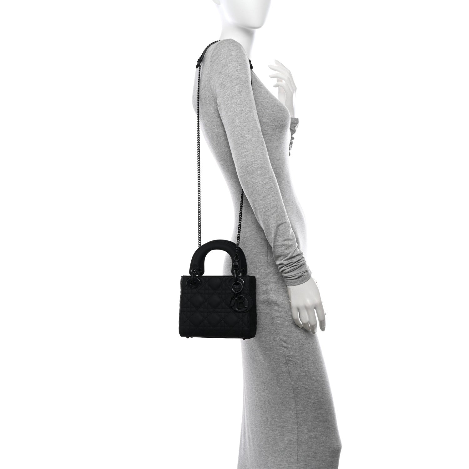 Christian Dior Ultra Matte Calfskin Cannage Mini Lady Dior Black 2 of 13
