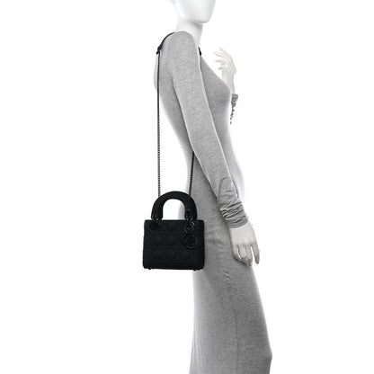 Christian Dior Ultra Matte Calfskin Cannage Mini Lady Dior Black 2 of 13