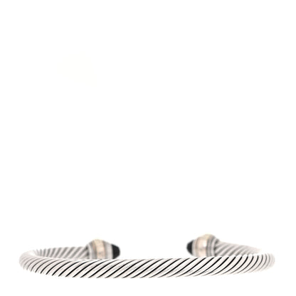 David Yurman Sterling Silver 14K Yellow Gold Black Onyx 5mm Cable Classics Bracelet 5 of 10