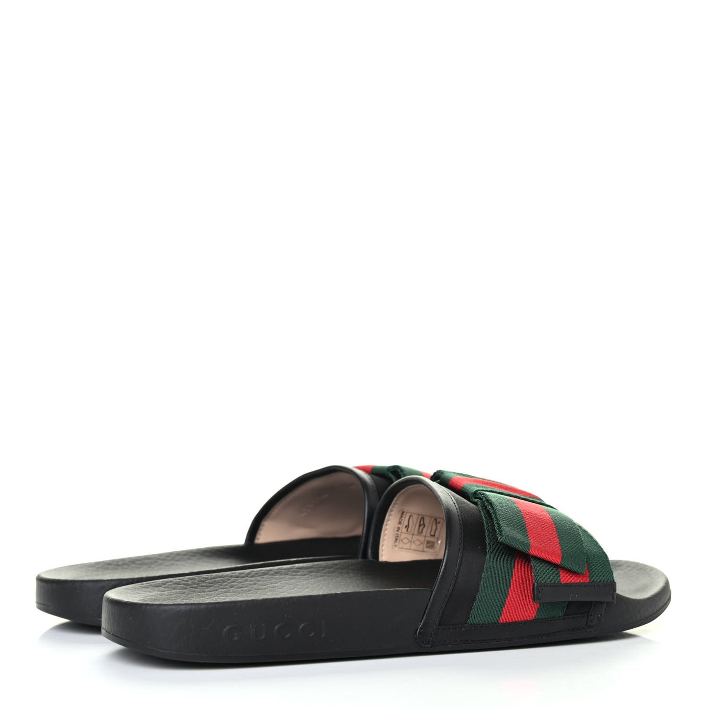 Satin Web Bow Slide Sandals 39 Black