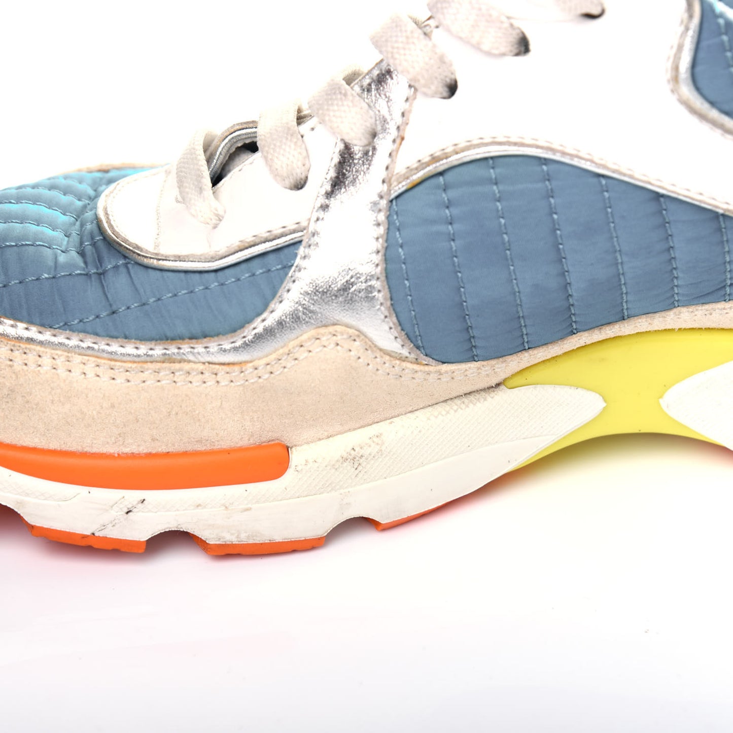 Suede Calfskin Fabric CC Sneakers 36.5 Blue White Orange