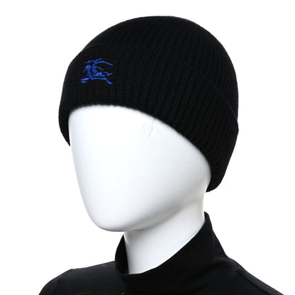 Burberry Cashmere Ribbed Beanie Hat Black 2 of 5