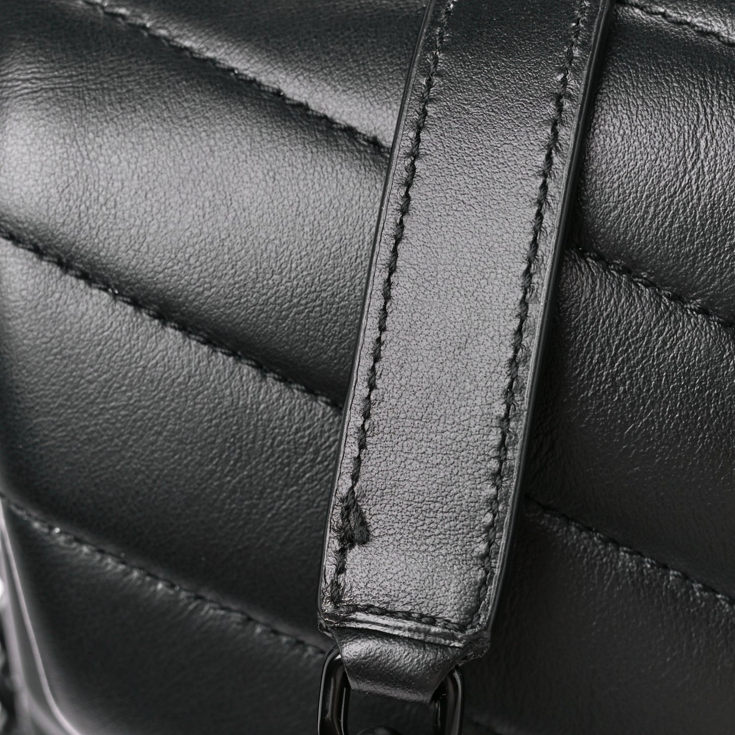 Calfskin Y Quilted Monogram Monochrome Large Loulou Chain Satchel Black
