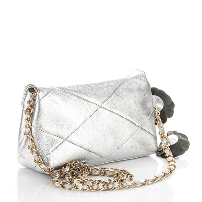 Chanel Metallic Lambskin Quilted Camellia Small Flap Silver 3 of 6