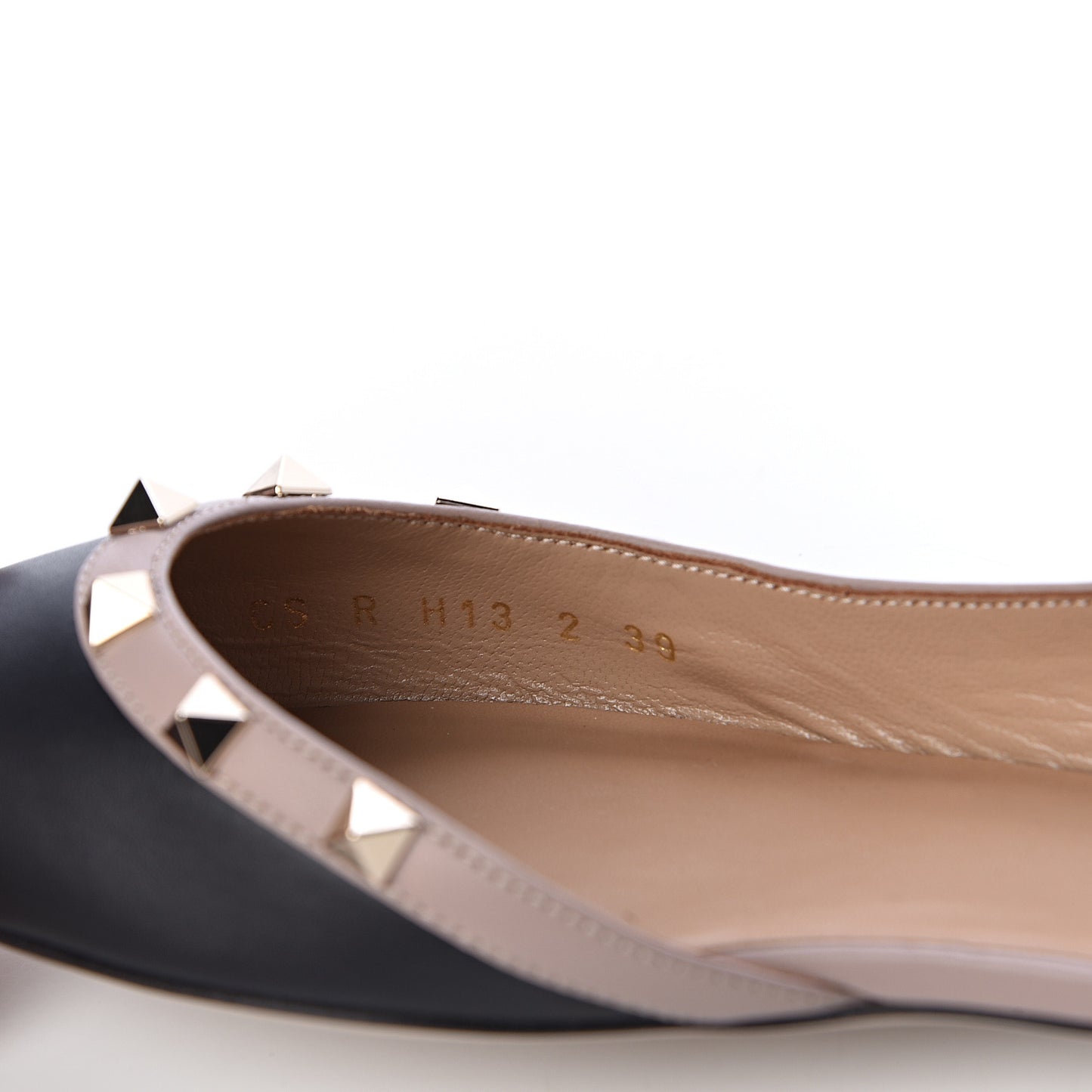 Nappa Rockstud Slingback Flats 39 Black Poudre