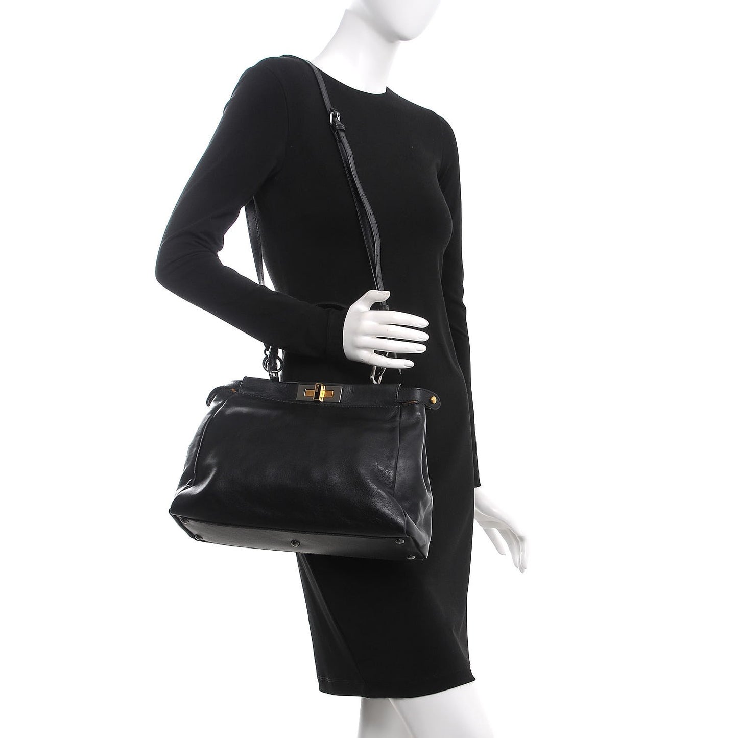 Calfskin Calf Hair Leopard Print Medium Peekaboo Iconic Satchel Black