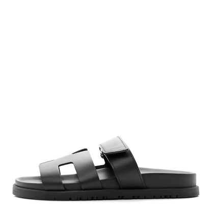 Hermes Calfskin Womens Chypre Sandals 36 Black 1 of 9