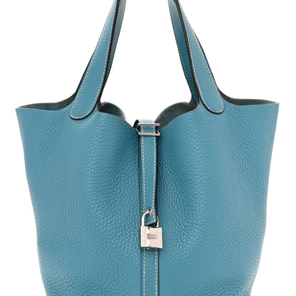 Hermes Taurillon Clemence Picotin Lock 22 MM Blue Jean 8 of 11