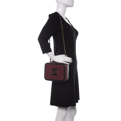 Chanel Caviar Quilted Medium CC Filigree Vanity Case Burgundy Black 2 of 10