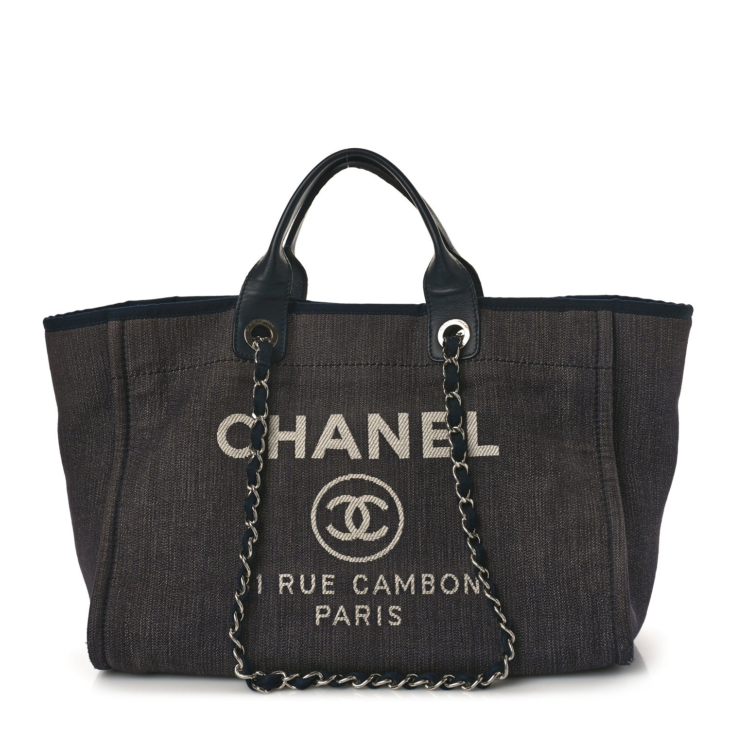 Chanel Denim Medium Deauville Tote Dark Blue 1 of 15
