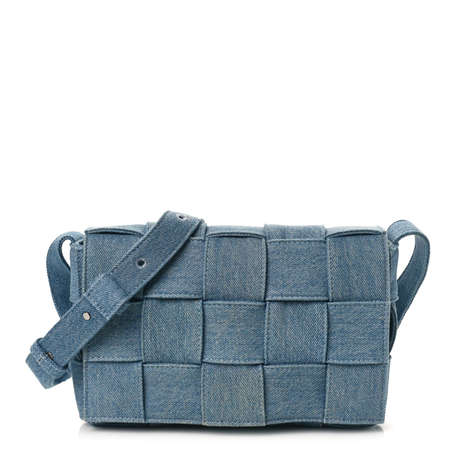 Denim Maxi Intrecciato Cassette Crossbody Bag Washed Indigo