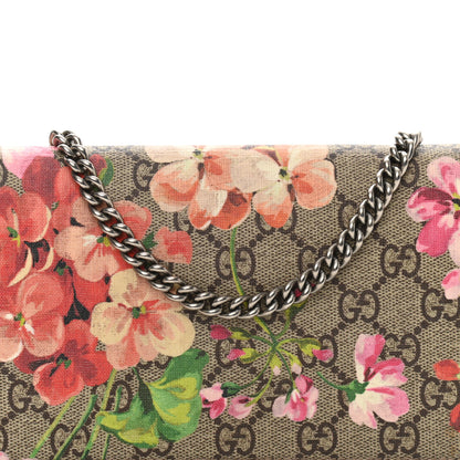 Gucci GG Supreme Monogram Blooms Chain Wallet Beige Multicolor Dry Rose 8 of 11