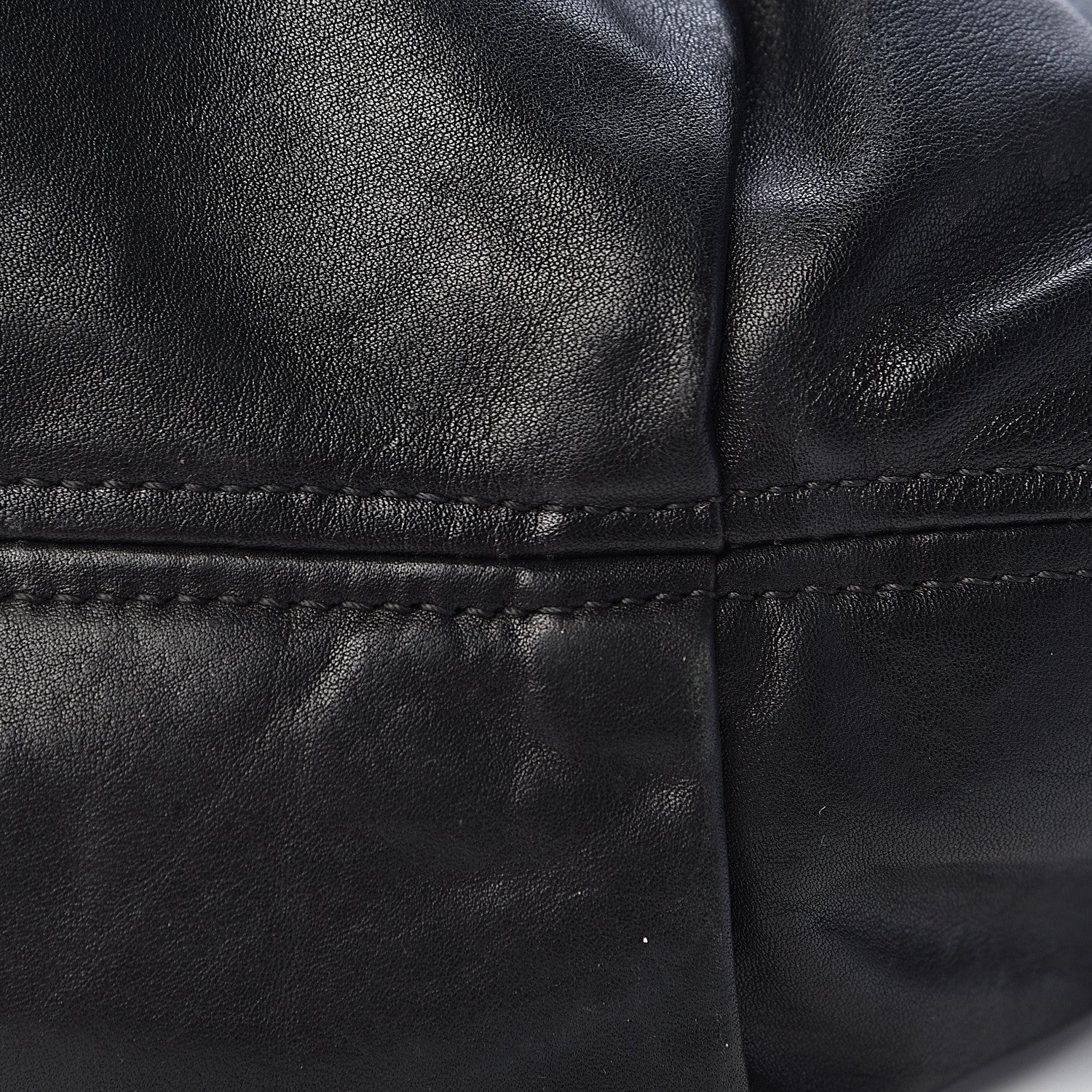 Prada Soft Calfskin Pleated Hobo Black 13 of 16