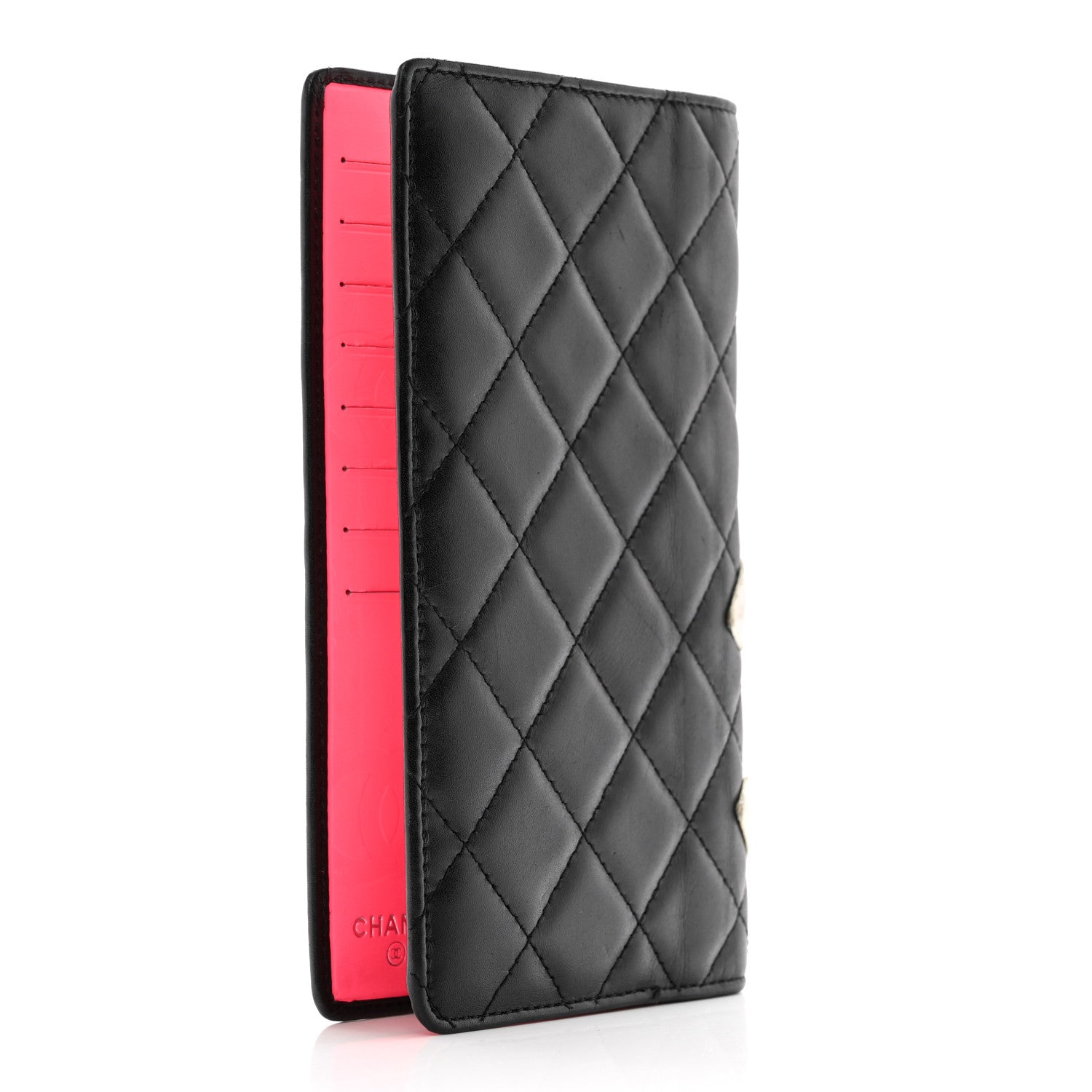 Chanel Calfskin Quilted Cambon Yen Wallet Black White 3 of 10