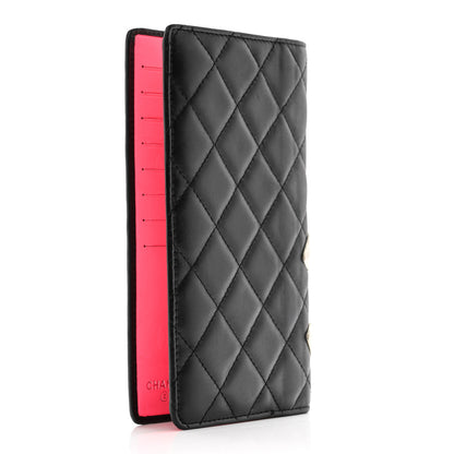Chanel Calfskin Quilted Cambon Yen Wallet Black White 3 of 10
