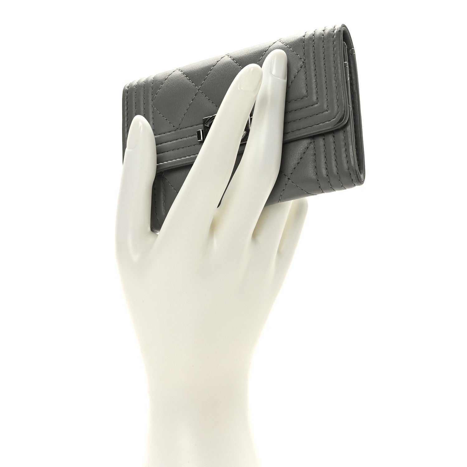 Chanel Lambskin Quilted Boy Card Holder Wallet 2 of 8