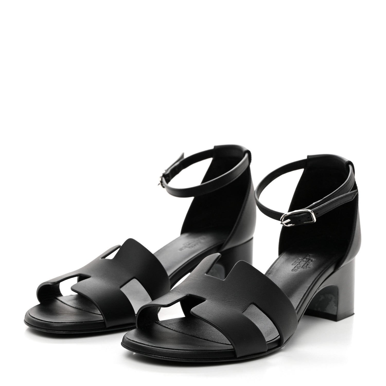 Hermes Calfskin Encens 50 Sandals 38 Black 3 of 8