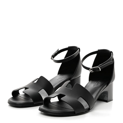 Hermes Calfskin Encens 50 Sandals 38 Black 3 of 8